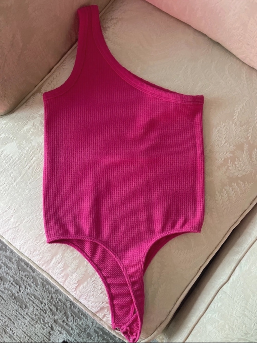 Kids One-Shoulder One-Piece Swimsuit in Hot Pink